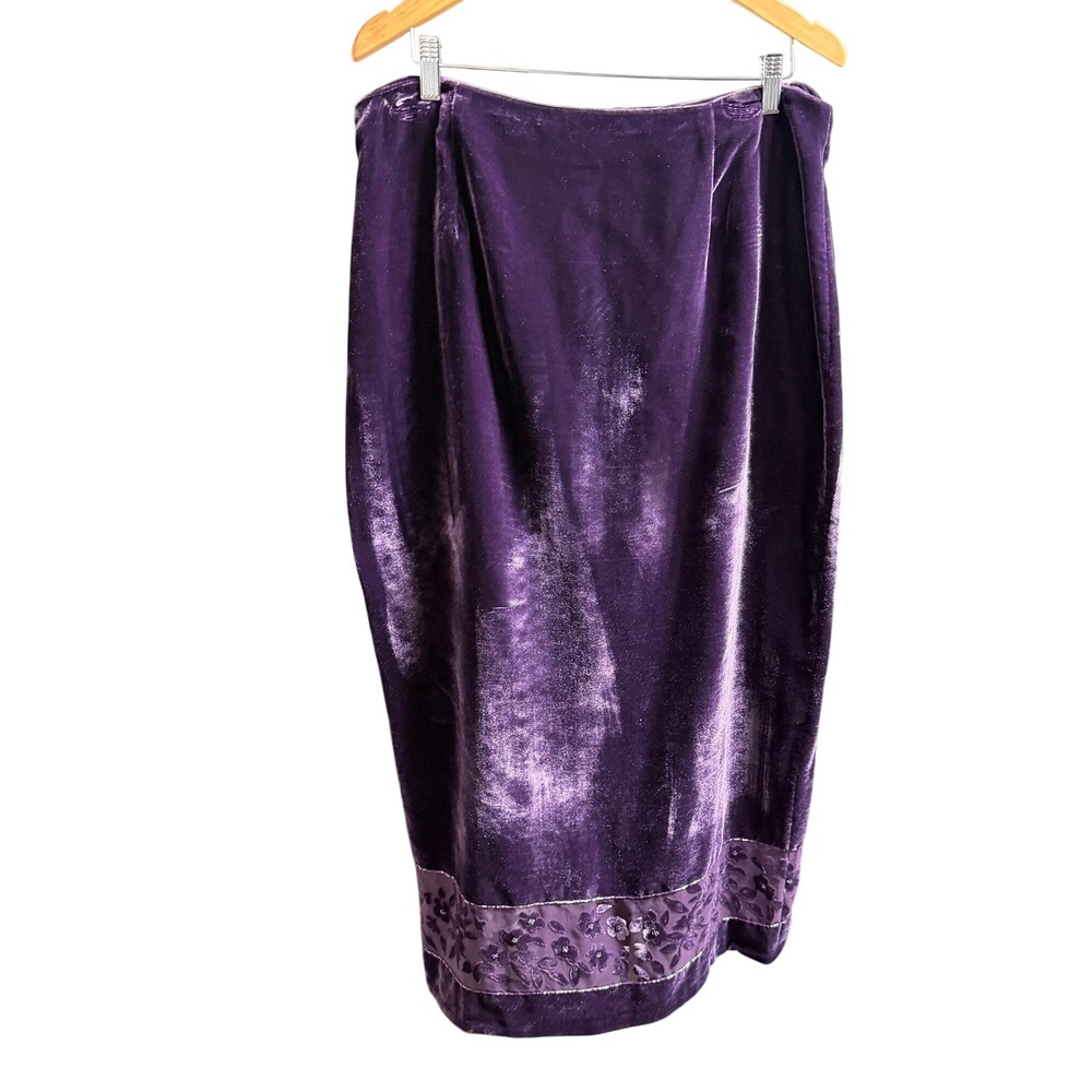 NWT Bridgetown  Purple Velvet Embelished Mesh Maxi Skirt Sz 18 Victorian Holiday